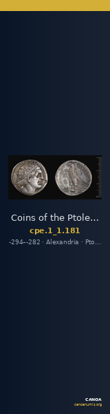 Coins of the Ptolemaic Empire Vol. I, Part 1, no. 181 — CANOA