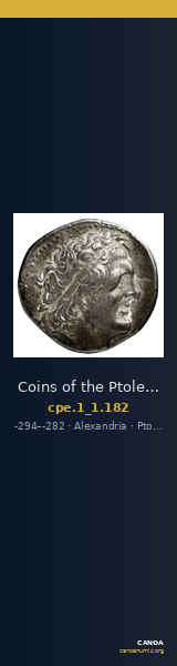 Coins of the Ptolemaic Empire Vol. I, Part 1, no. 182 — CANOA