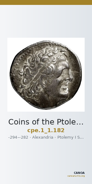 Coins of the Ptolemaic Empire Vol. I, Part 1, no. 182 — CANOA