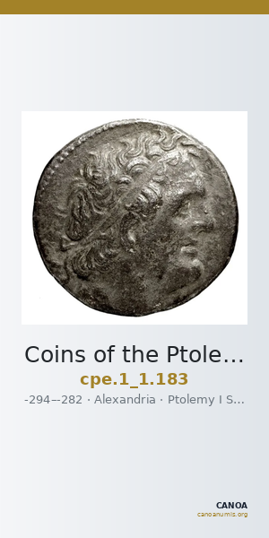Coins of the Ptolemaic Empire Vol. I, Part 1, no. 183 — CANOA