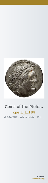 Coins of the Ptolemaic Empire Vol. I, Part 1, no. 184 — CANOA