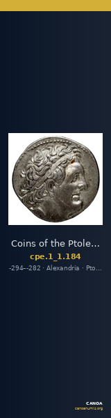 Coins of the Ptolemaic Empire Vol. I, Part 1, no. 184 — CANOA