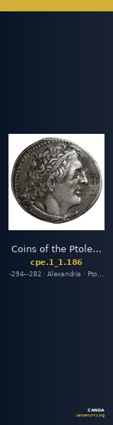 Coins of the Ptolemaic Empire Vol. I, Part 1, no. 186 — CANOA