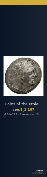 Coins of the Ptolemaic Empire Vol. I, Part 1, no. 187 — CANOA