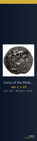 Coins of the Ptolemaic Empire Vol. I, Part 1, no. 19 — CANOA