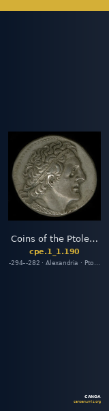 Coins of the Ptolemaic Empire Vol. I, Part 1, no. 190 — CANOA