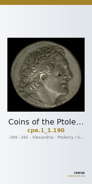 Coins of the Ptolemaic Empire Vol. I, Part 1, no. 190 — CANOA
