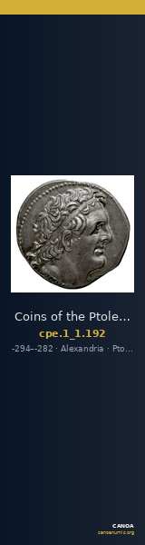 Coins of the Ptolemaic Empire Vol. I, Part 1, no. 192 — CANOA