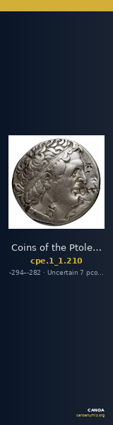 Coins of the Ptolemaic Empire Vol. I, Part 1, no. 210 — CANOA