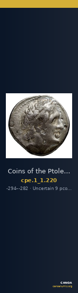Coins of the Ptolemaic Empire Vol. I, Part 1, no. 220 — CANOA