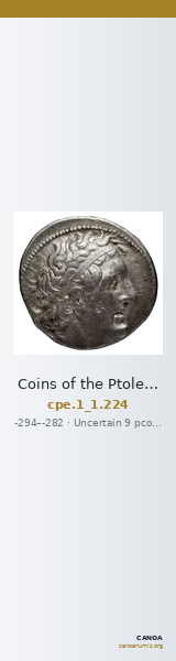 Coins of the Ptolemaic Empire Vol. I, Part 1, no. 224 — CANOA