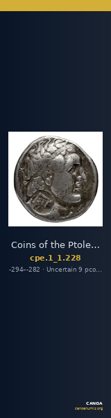 Coins of the Ptolemaic Empire Vol. I, Part 1, no. 228 — CANOA