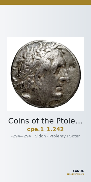 Coins of the Ptolemaic Empire Vol. I, Part 1, no. 242 — CANOA