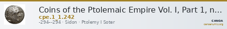 Coins of the Ptolemaic Empire Vol. I, Part 1, no. 242 — CANOA