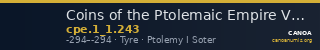 Coins of the Ptolemaic Empire Vol. I, Part 1, no. 243 — CANOA