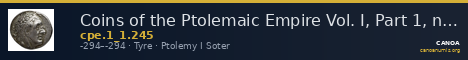 Coins of the Ptolemaic Empire Vol. I, Part 1, no. 245 — CANOA