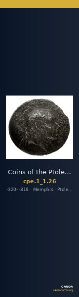 Coins of the Ptolemaic Empire Vol. I, Part 1, no. 26 — CANOA