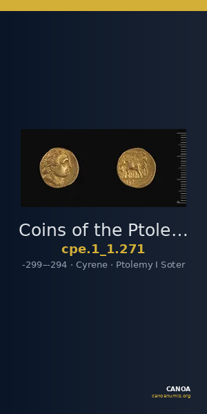 Coins of the Ptolemaic Empire Vol. I, Part 1, no. 271 — CANOA