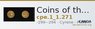 Coins of the Ptolemaic Empire Vol. I, Part 1, no. 271 — CANOA