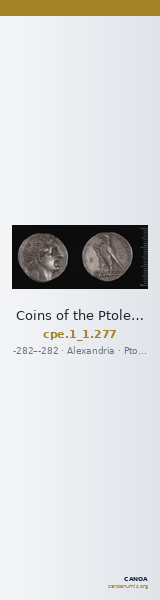 Coins of the Ptolemaic Empire Vol. I, Part 1, no. 277 — CANOA