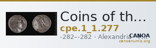 Coins of the Ptolemaic Empire Vol. I, Part 1, no. 277 — CANOA