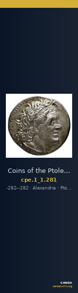 Coins of the Ptolemaic Empire Vol. I, Part 1, no. 281 — CANOA