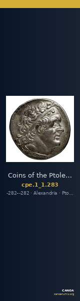 Coins of the Ptolemaic Empire Vol. I, Part 1, no. 283 — CANOA
