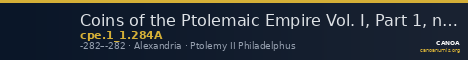 Coins of the Ptolemaic Empire Vol. I, Part 1, no. 284A — CANOA