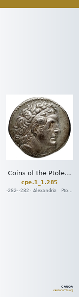 Coins of the Ptolemaic Empire Vol. I, Part 1, no. 285 — CANOA