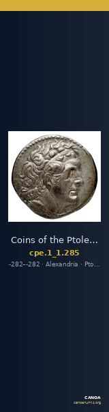 Coins of the Ptolemaic Empire Vol. I, Part 1, no. 285 — CANOA