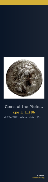 Coins of the Ptolemaic Empire Vol. I, Part 1, no. 286 — CANOA