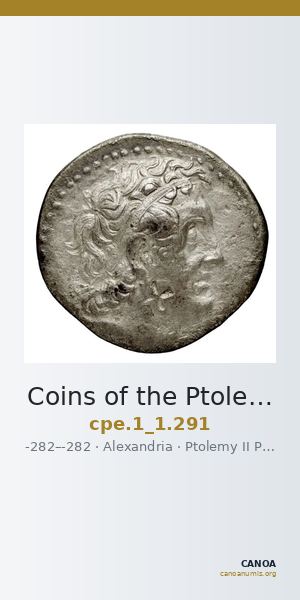 Coins of the Ptolemaic Empire Vol. I, Part 1, no. 291 — CANOA