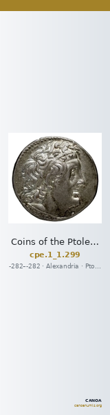 Coins of the Ptolemaic Empire Vol. I, Part 1, no. 299 — CANOA