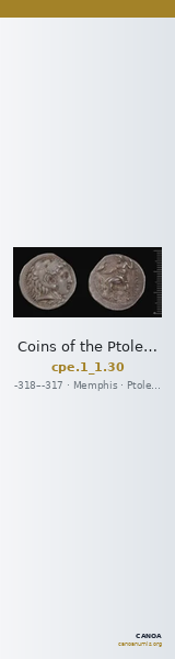 Coins of the Ptolemaic Empire Vol. I, Part 1, no. 30 — CANOA