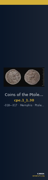 Coins of the Ptolemaic Empire Vol. I, Part 1, no. 30 — CANOA