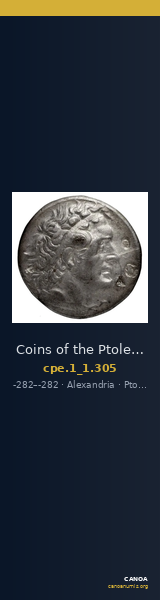 Coins of the Ptolemaic Empire Vol. I, Part 1, no. 305 — CANOA
