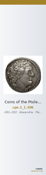 Coins of the Ptolemaic Empire Vol. I, Part 1, no. 306 — CANOA