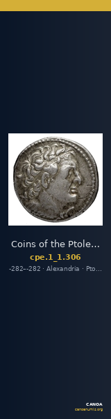 Coins of the Ptolemaic Empire Vol. I, Part 1, no. 306 — CANOA
