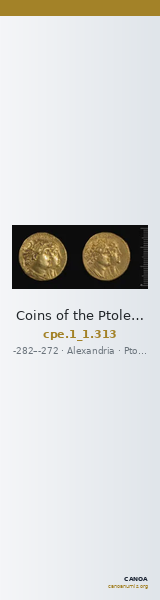 Coins of the Ptolemaic Empire Vol. I, Part 1, no. 313 — CANOA