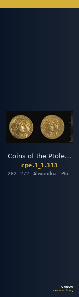 Coins of the Ptolemaic Empire Vol. I, Part 1, no. 313 — CANOA