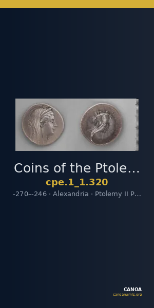 Coins of the Ptolemaic Empire Vol. I, Part 1, no. 320 — CANOA