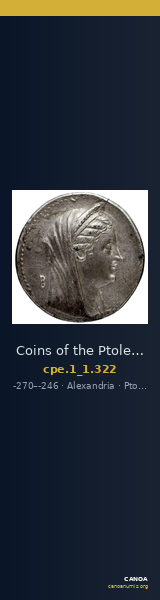 Coins of the Ptolemaic Empire Vol. I, Part 1, no. 322 — CANOA