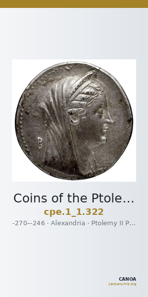 Coins of the Ptolemaic Empire Vol. I, Part 1, no. 322 — CANOA