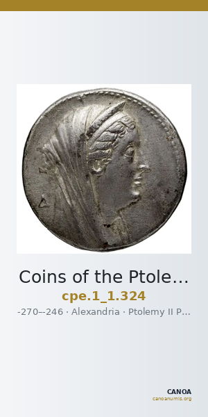 Coins of the Ptolemaic Empire Vol. I, Part 1, no. 324 — CANOA