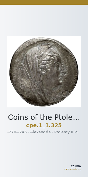 Coins of the Ptolemaic Empire Vol. I, Part 1, no. 325 — CANOA