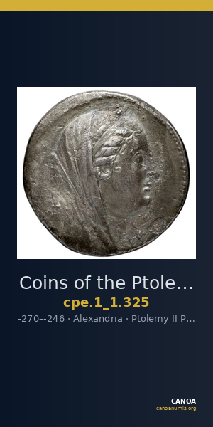 Coins of the Ptolemaic Empire Vol. I, Part 1, no. 325 — CANOA