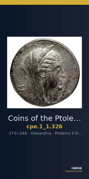 Coins of the Ptolemaic Empire Vol. I, Part 1, no. 326 — CANOA
