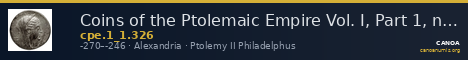 Coins of the Ptolemaic Empire Vol. I, Part 1, no. 326 — CANOA