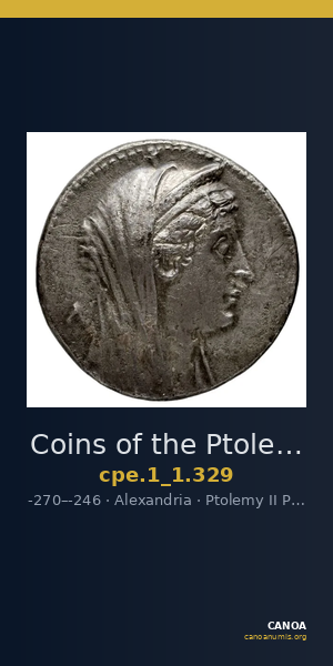 Coins of the Ptolemaic Empire Vol. I, Part 1, no. 329 — CANOA