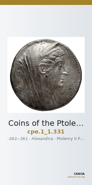 Coins of the Ptolemaic Empire Vol. I, Part 1, no. 331 — CANOA